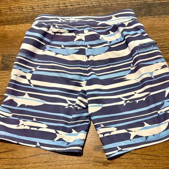Vineyard Vines Boy's Blue & White Shark Swim Trunks Medium - Picture 2 of 4
